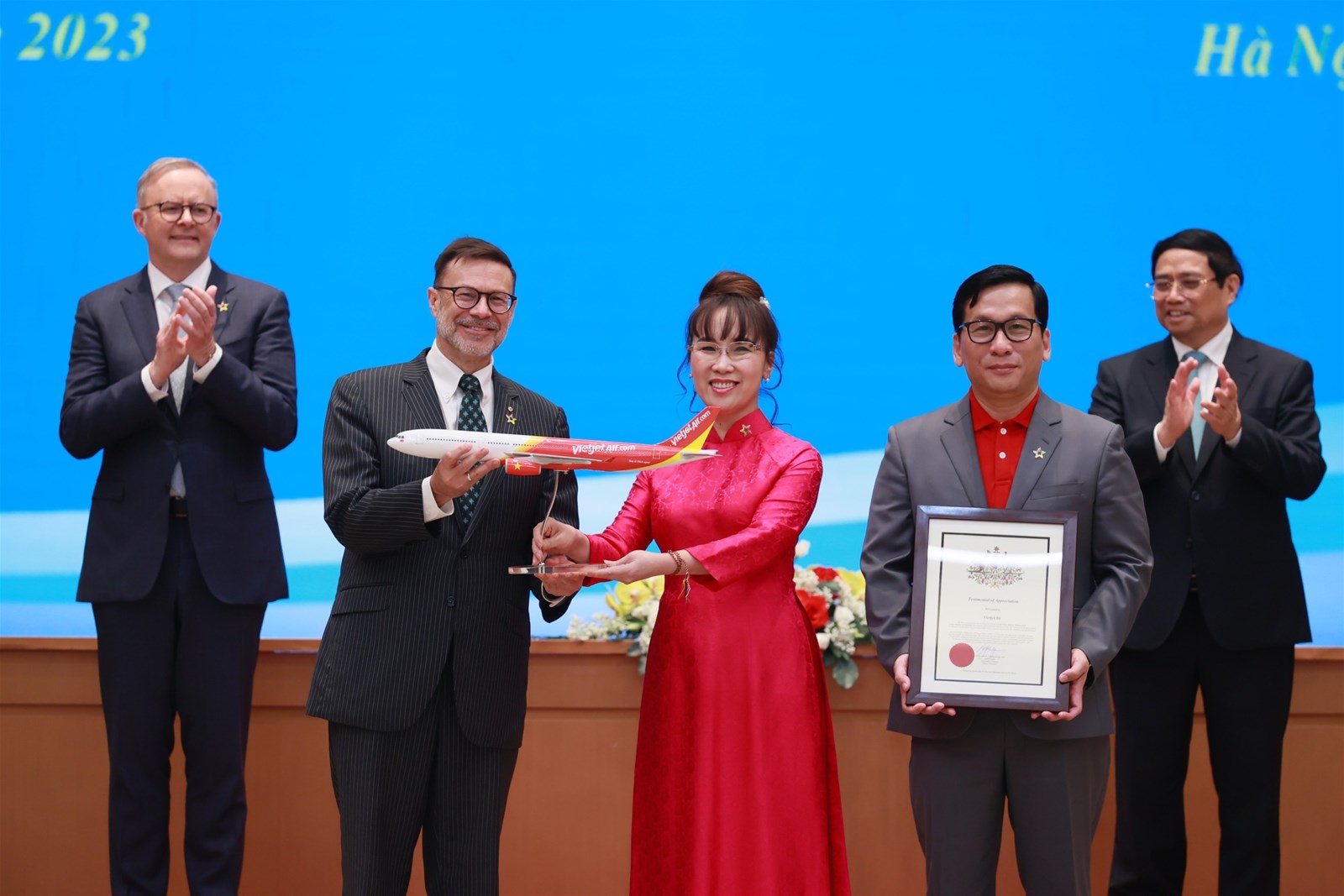 Thủ tướng hai nước Việt Nam, Úc chứng kiến lễ công bố đường bay thẳng thành phố Hồ Chí Minh - Brisbane của Vietjet