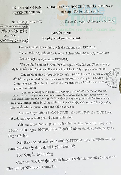 Thanh trì (Hà Nội): Bệnh viện đa khoa Nông nghiệp chưa nghiệm thu PCCC nhưng đã đưa vào sử dụng