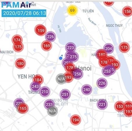 Sáng 28/7, Hà Nội lại ô nhiễm không khí nghiêm trọng