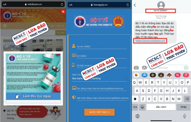 Cảnh báo thủ đoạn giả mạo website của Bộ Y tế để lừa đảo trợ cấp Covid-19