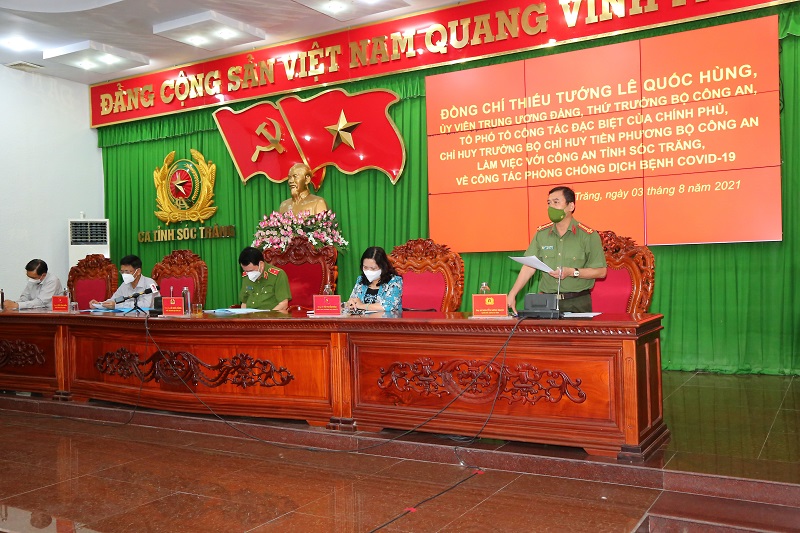 Tổ C&ocirc;ng t&aacute;c đặc biệt của Ch&iacute;nh phủ l&agrave;m việc với C&ocirc;ng an tỉnh S&oacute;c Trăng về c&ocirc;ng t&aacute;c ph&ograve;ng, chống dịch Covid-19