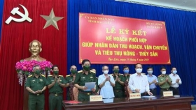 quan khu 9 ky ket ho tro nong dan thu hoach 56 ngan hecta lua van chuyen va tieu thu 78 ngan tan thuy san