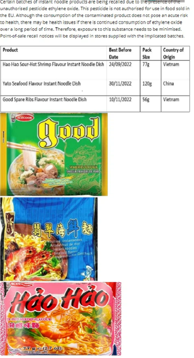 Chứa chất c&oacute; thể g&acirc;y ung thư, m&igrave; Hảo Hảo v&agrave; Good của Acecook bị thu hồi