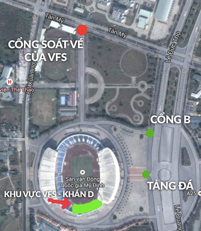 Sơ đồ cổng v&amp;amp;agrave;o s&amp;amp;acirc;n d&amp;amp;agrave;nh ri&amp;amp;ecirc;ng cho nh&amp;amp;oacute;m CĐV cuồng nhiệt của U19 Việt Nam.