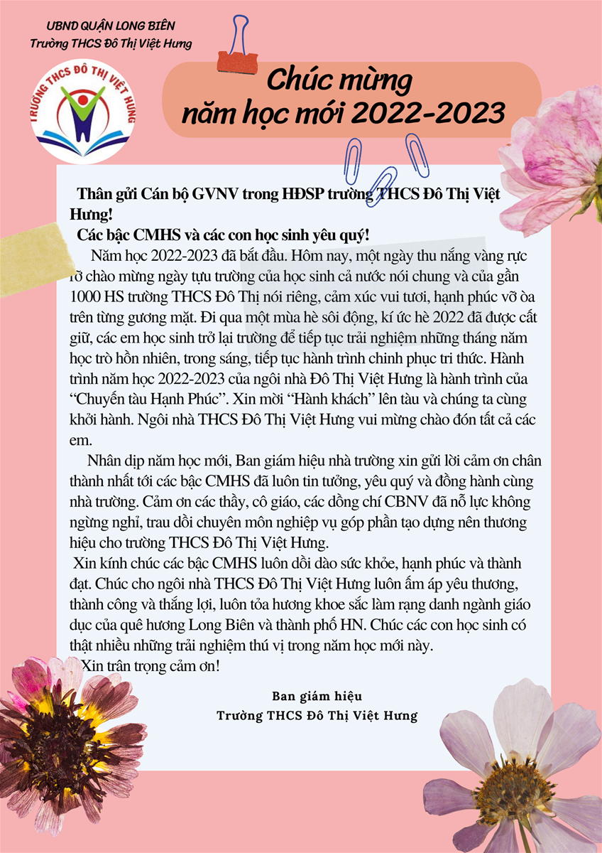 Trường THCS Đ&ocirc; thị Việt Hưng (Long Bi&ecirc;n, H&agrave; Nội): Gi&aacute;o dục học sinh ph&aacute;t triển to&agrave;n diện c&oacute; kỹ năng sống, năng động, s&aacute;ng tạo trong nh&agrave; trường