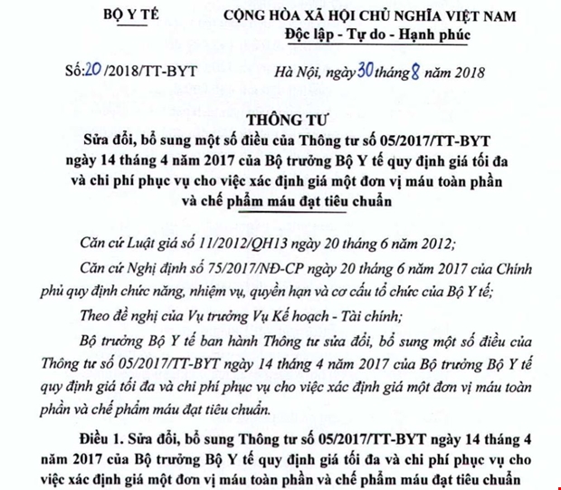 Từ 01/11, người hiến máu tình nguyện nhận quà tặng là các dịch khám chữa bệnh
