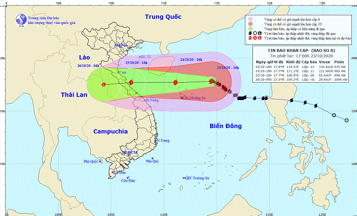 Tin khẩn cấp về bão số 8, giật cấp 15