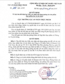 thu hoi xac nhan quang cao doi voi cong ty co phan quoc te dreamt life viet nam